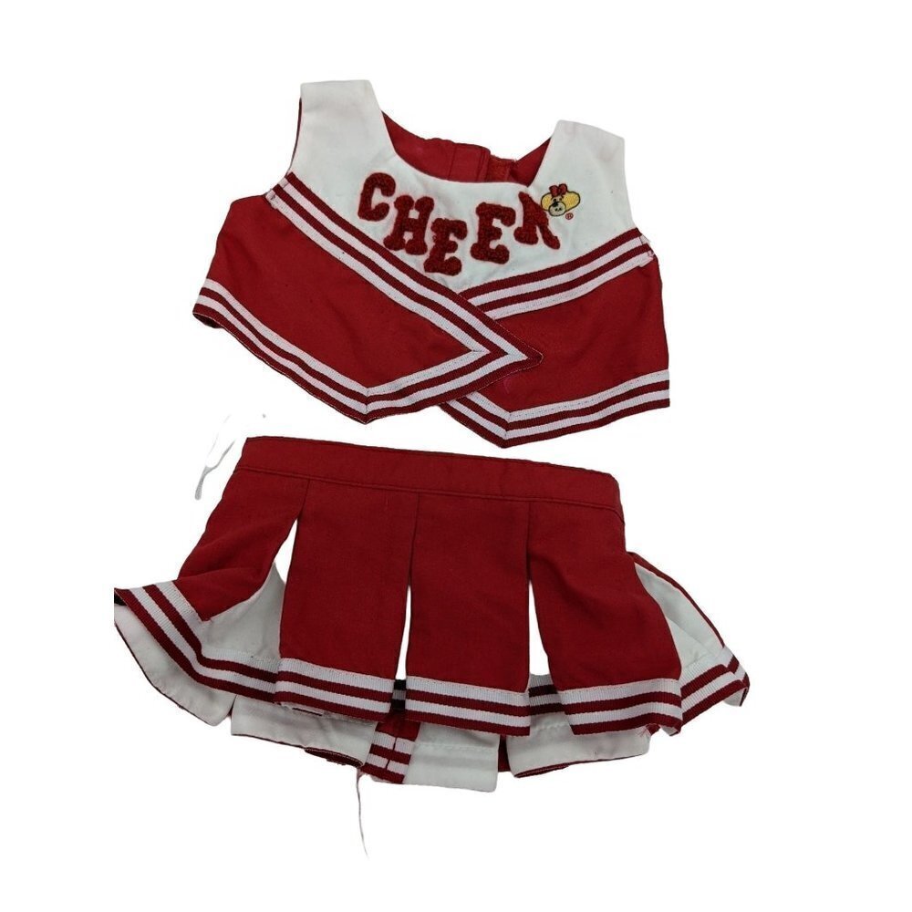 Build a Bear BABW Cheerleader Outfit Red White Top Skirt Clothing Set